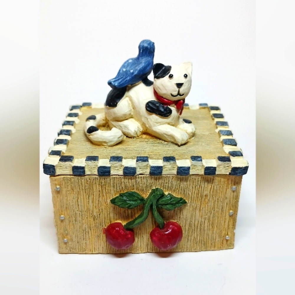 Figi Graphics Trinket Jewelry Small Box Cat Bird Moon SunFlower Cherry 1994